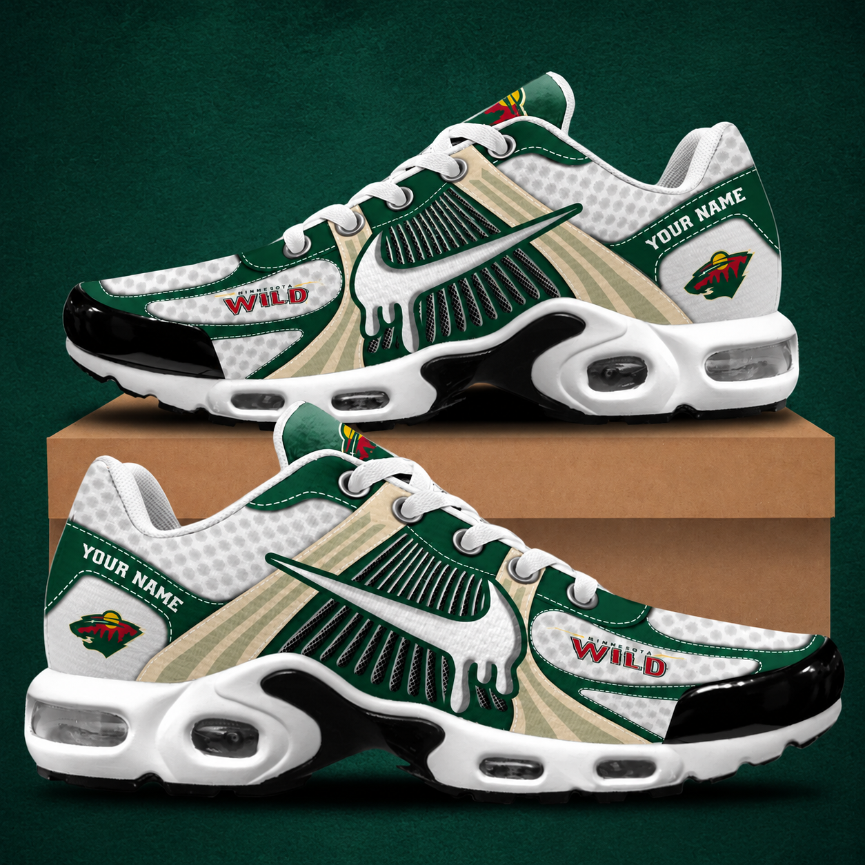 HOT DEAL - NEW CUSTOMIZED NHL13 MNW MINNESOTA WILD AIR MAX PLUS SNEAKERS