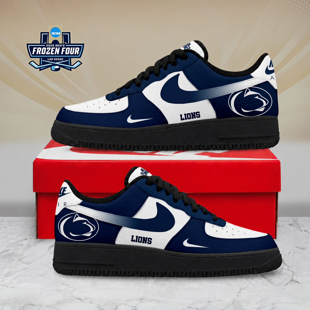 FINAL SALE - NEW CUSTOMIZED NCAA MFF13 PNL PENN STATE NITTANY LIONS AF1 SHOES