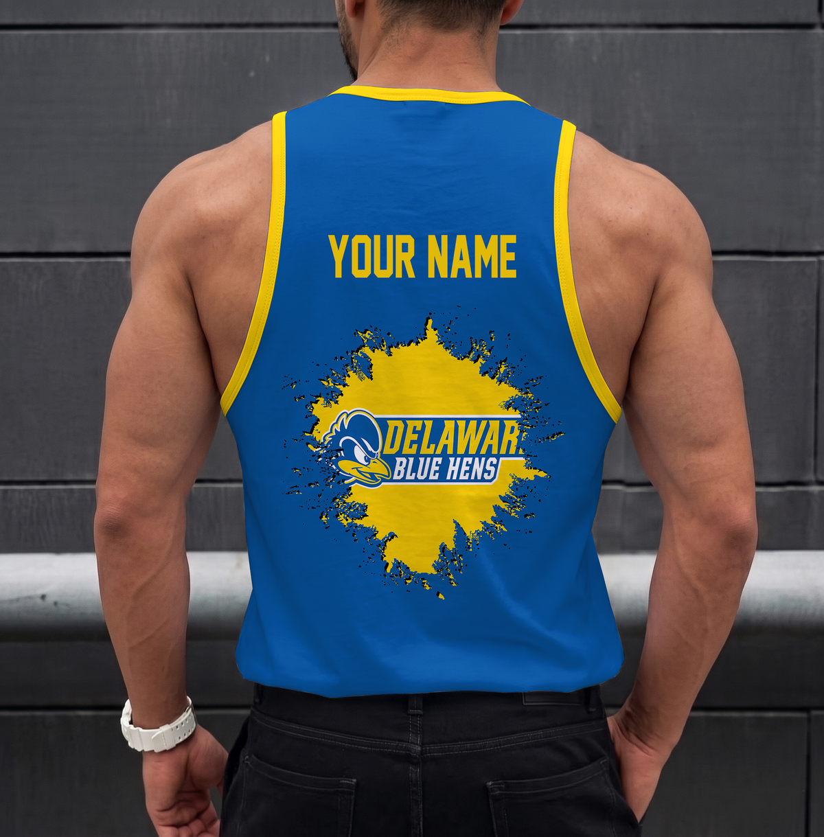 ELITE EDITION - NEW CUSTOMIZED NCAA CFH14 DFH DELAWARE FIGHTIN' BLUE HENS UNISEX TANK TOP