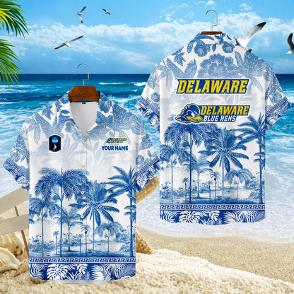 SPECIAL EDITION - NEW CUSTOMIZED CFH14 DFH DELAWARE FIGHTIN' BLUE HENS UNISEX HAWAIIAN SHIRT