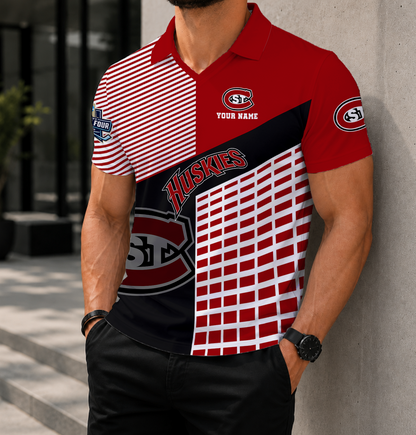 VIRAL EDITION - NEW CUSTOMIZED NCAA MFF14 SCH ST. CLOUD STATE HUSKIES POLO SHIRT