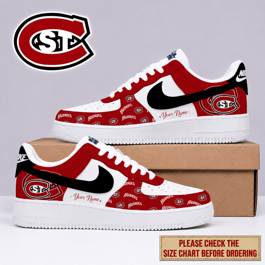 FINAL SALE - NEW CUSTOMIZED NCAA MFF14 SCH ST. CLOUD STATE HUSKIES AF1 SHOES