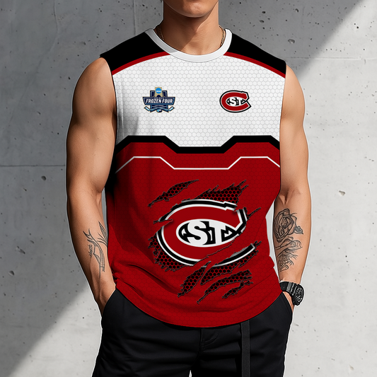 FLASH SALE - NEW CUSTOMIZED NCAA MFF14 SCH ST. CLOUD STATE HUSKIES MEN'S GYM SHIRT