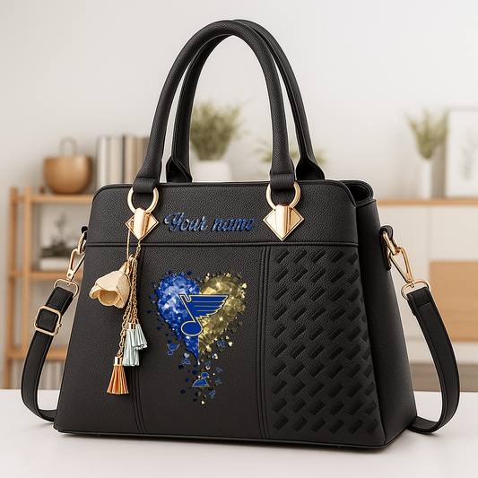 LIMITED EDITION - NEW CUSTOMIZED NHL14 SLB ST. LOUIS BLUES ZIP HANDBAG MULTICOLOR