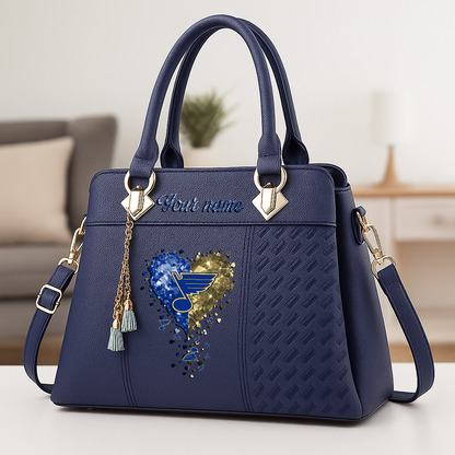 LIMITED EDITION - NEW CUSTOMIZED NHL14 SLB ST. LOUIS BLUES ZIP HANDBAG MULTICOLOR