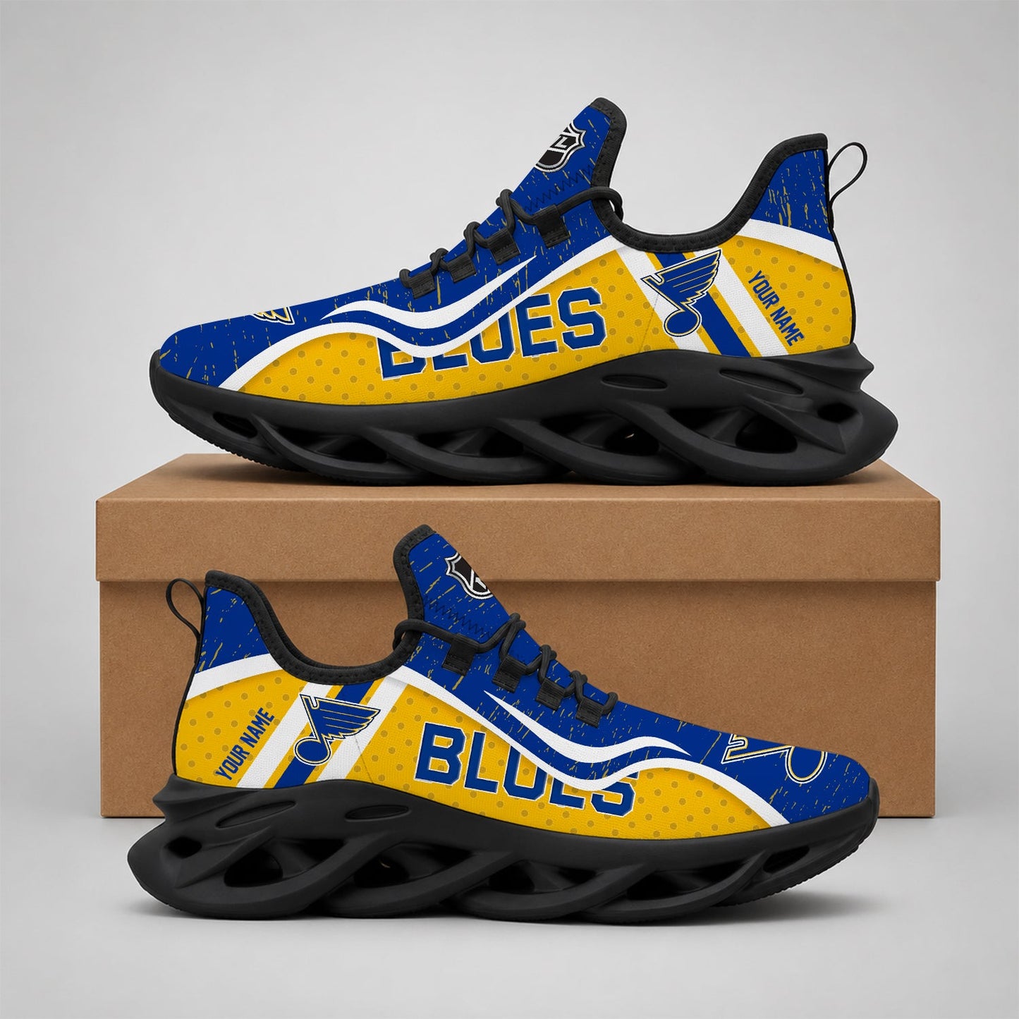 LIMITED EDITION - NEW CUSTOMIZED NHL14 SLB ST. LOUIS BLUES CLUNKY SNEAKERS