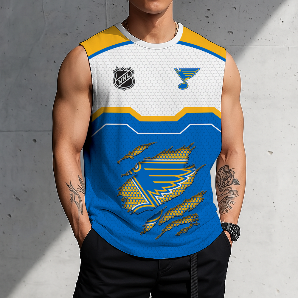 LIMITED EDITION - NEW CUSTOMIZED NHL14 SLB ST. LOUIS BLUES MEN'S GYM SHIRT