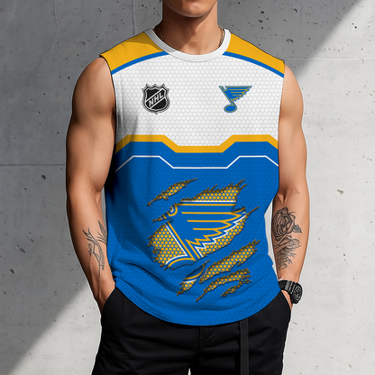 LIMITED EDITION - NEW CUSTOMIZED NHL14 SLB ST. LOUIS BLUES MEN'S GYM SHIRT