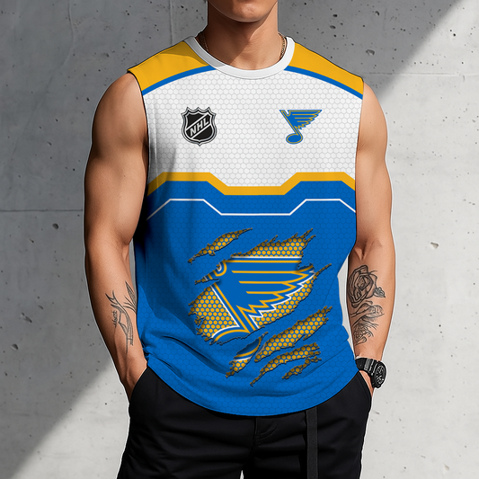 LIMITED EDITION - NEW CUSTOMIZED NHL14 SLB ST. LOUIS BLUES MEN'S GYM SHIRT