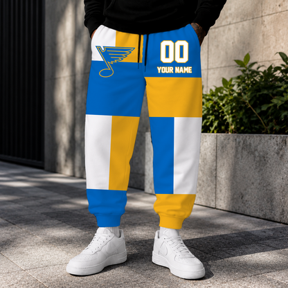 VIRAL EDITION - NEW CUSTOMIZED NHL14 SLB ST. LOUIS BLUES SWEATPANTS