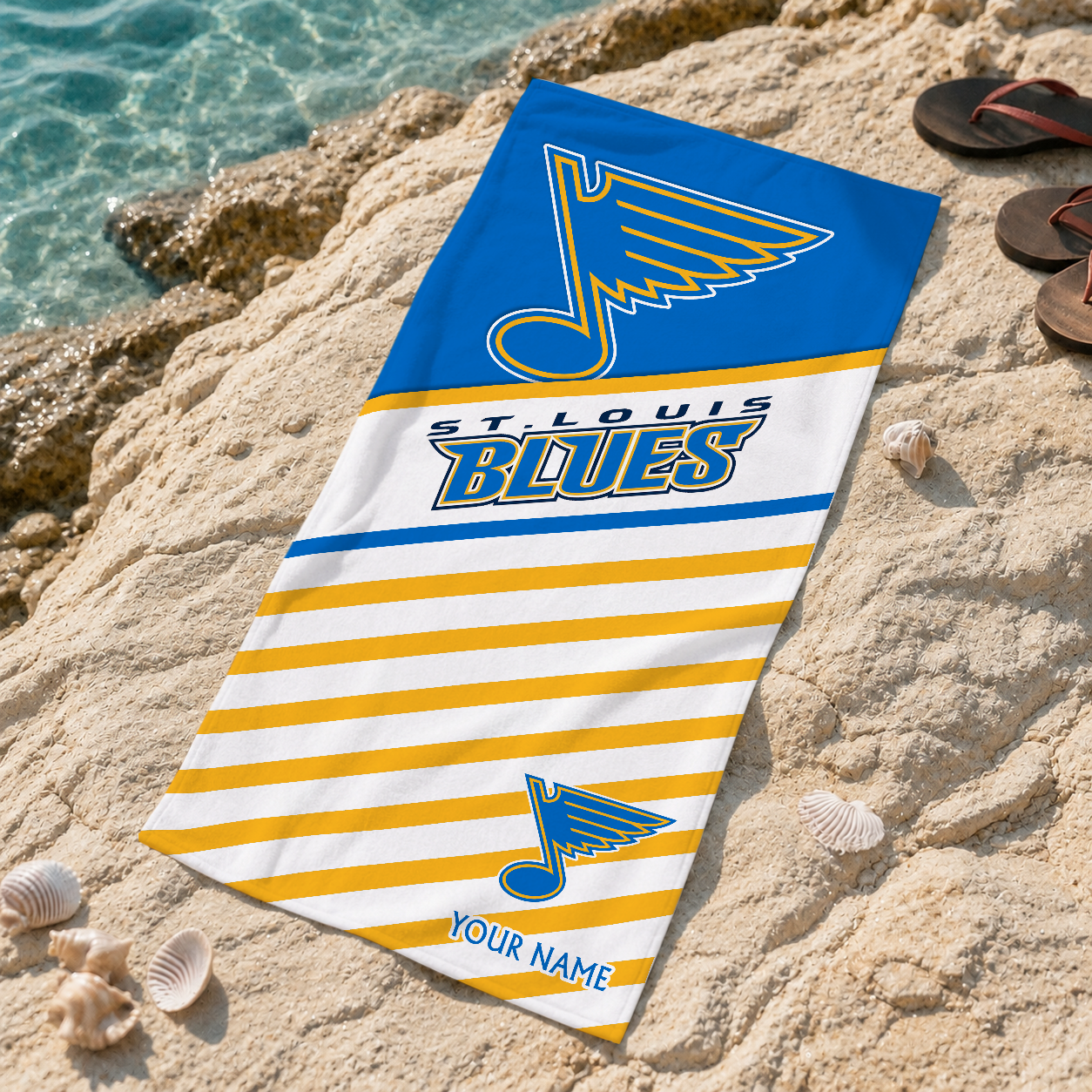 FINAL SALE - NEW CUSTOMIZED NHL14 SLB ST. LOUIS BLUES BEACH TOWEL