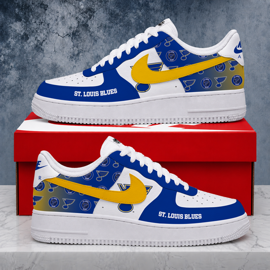 FINAL SALE - NEW CUSTOMIZED NHL14 SLB ST. LOUIS BLUES AF1 SHOES