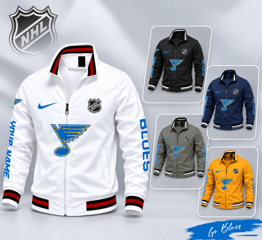 FLASH SALE - NEW CUSTOMIZED NHL14 SLB ST. LOUIS BLUES MULTICOLOR MEN'S CASUAL JACKET