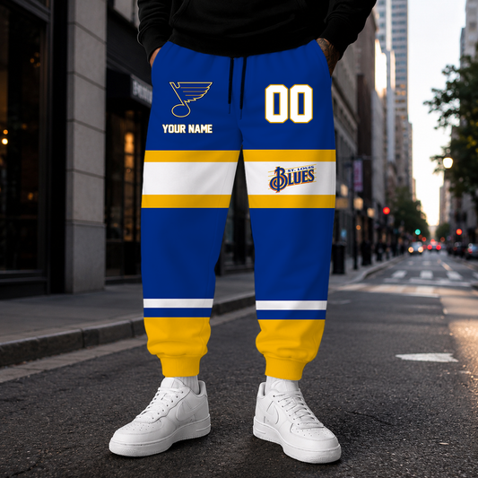 HOT DEAL - NEW CUSTOMIZED NHL14 SLB ST. LOUIS BLUES SWEATPANTS