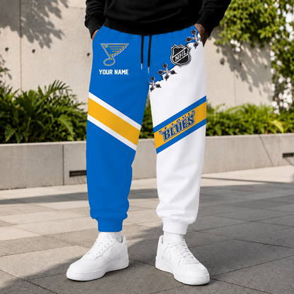 HOT DEAL - NEW CUSTOMIZED NHL14 SLB ST. LOUIS BLUES SWEATPANTS