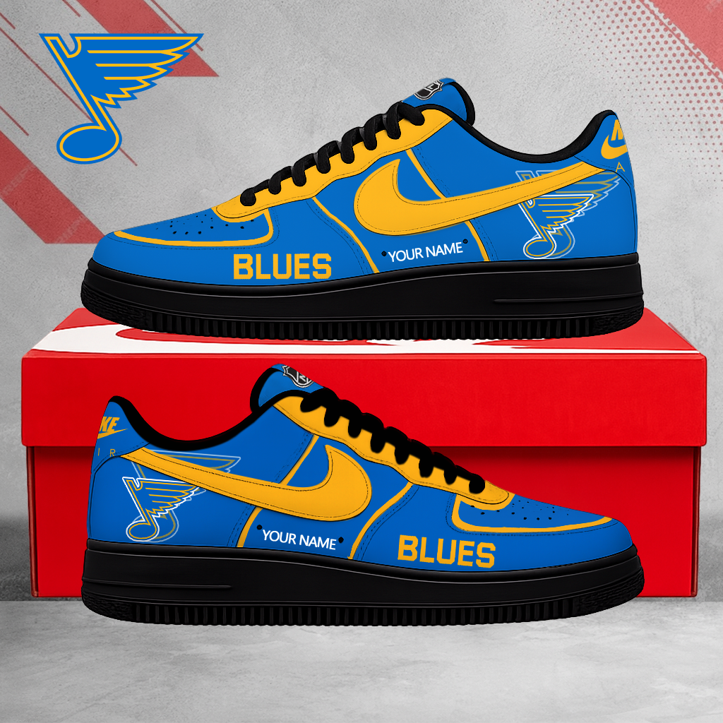 FLASH SALE - NEW CUSTOMIZED NHL14 SLB ST. LOUIS BLUES AF1 SHOES