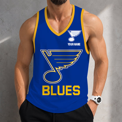 VIRAL EDITION - NEW CUSTOMIZED NHL14 SLB ST. LOUIS BLUES MEN'S TANK TOP