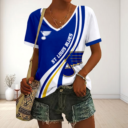 LIMITED EDITION - NEW CUSTOMIZED NHL14 SLB ST. LOUIS BLUES V-NECK FEMALE SHIRT
