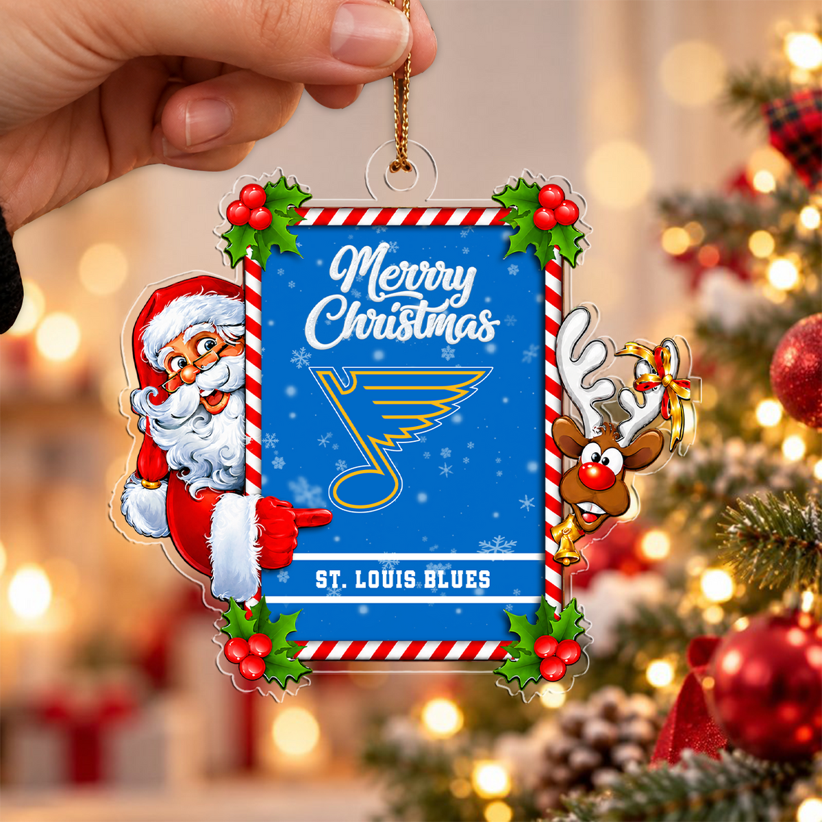 FLASH SALE - NEW CUSTOMIZED NHL14 SLB ST. LOUIS BLUES CHRISTMAS ACRYLIC ORNAMENT
