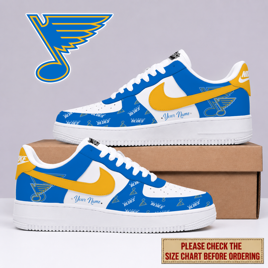 FINAL SALE - NEW CUSTOMIZED NHL14 SLB ST. LOUIS BLUES AF1 SHOES