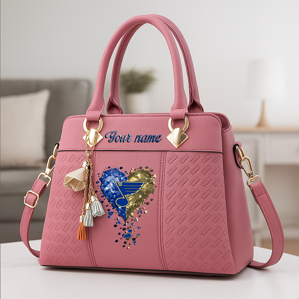 LIMITED EDITION - NEW CUSTOMIZED NHL14 SLB ST. LOUIS BLUES ZIP HANDBAG MULTICOLOR
