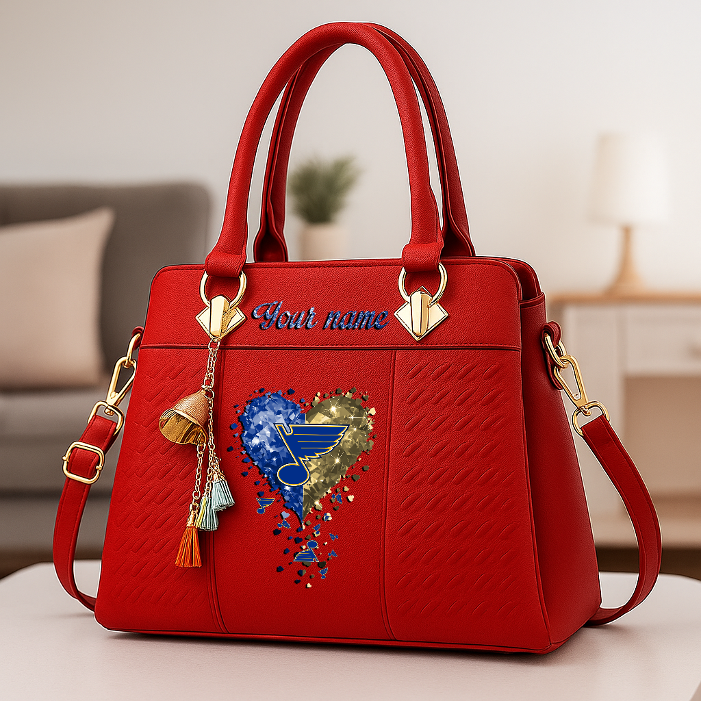 LIMITED EDITION - NEW CUSTOMIZED NHL14 SLB ST. LOUIS BLUES ZIP HANDBAG MULTICOLOR
