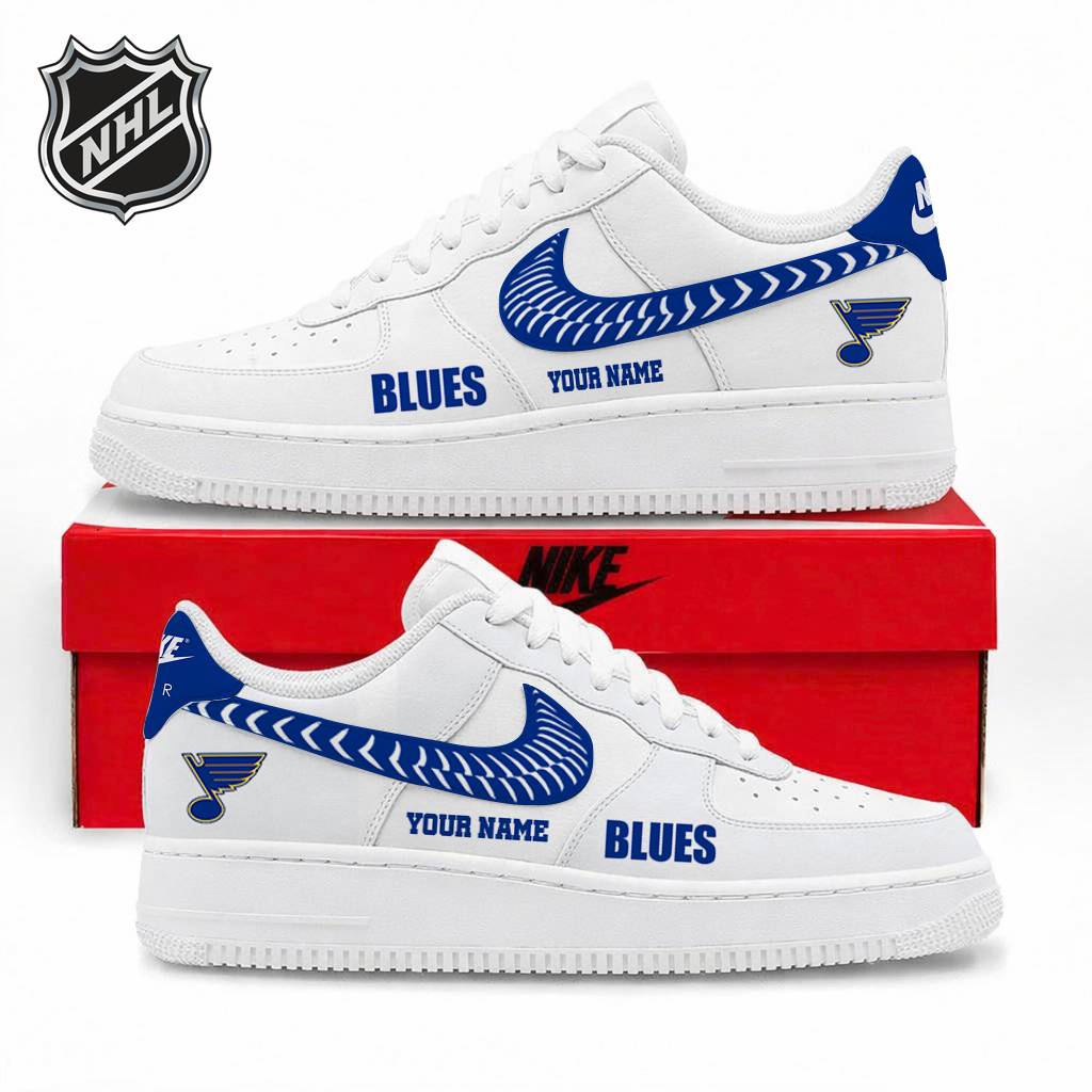 LIMITED EDITION - NEW CUSTOMIZED NHL14 SLB ST. LOUIS BLUES AF1 SNEAKERS