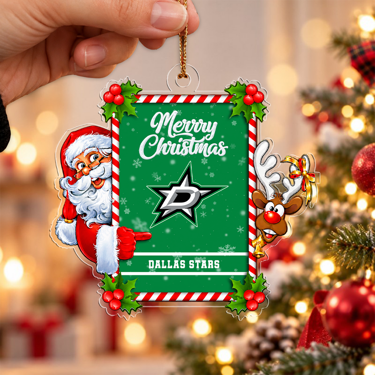 FLASH SALE - NEW CUSTOMIZED NHL15 DLS DALLAS STARS CHRISTMAS ACRYLIC ORNAMENT