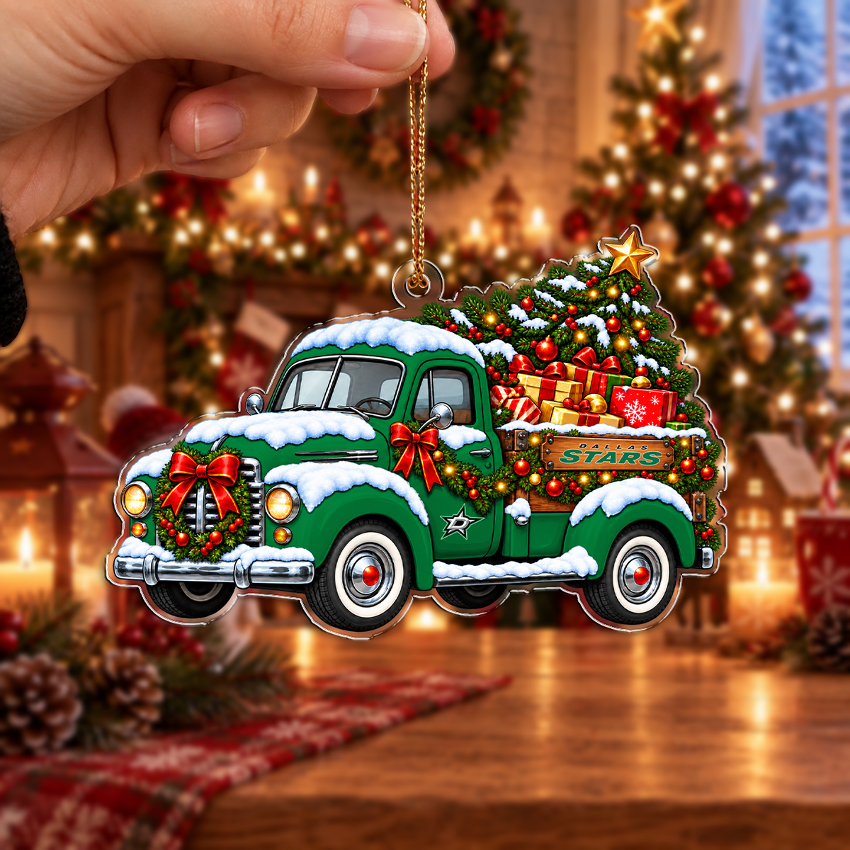 FINAL SALE - NEW CUSTOMIZED NHL15 DLS DALLAS STARS CHRISTMAS ACRYLIC ORNAMENT