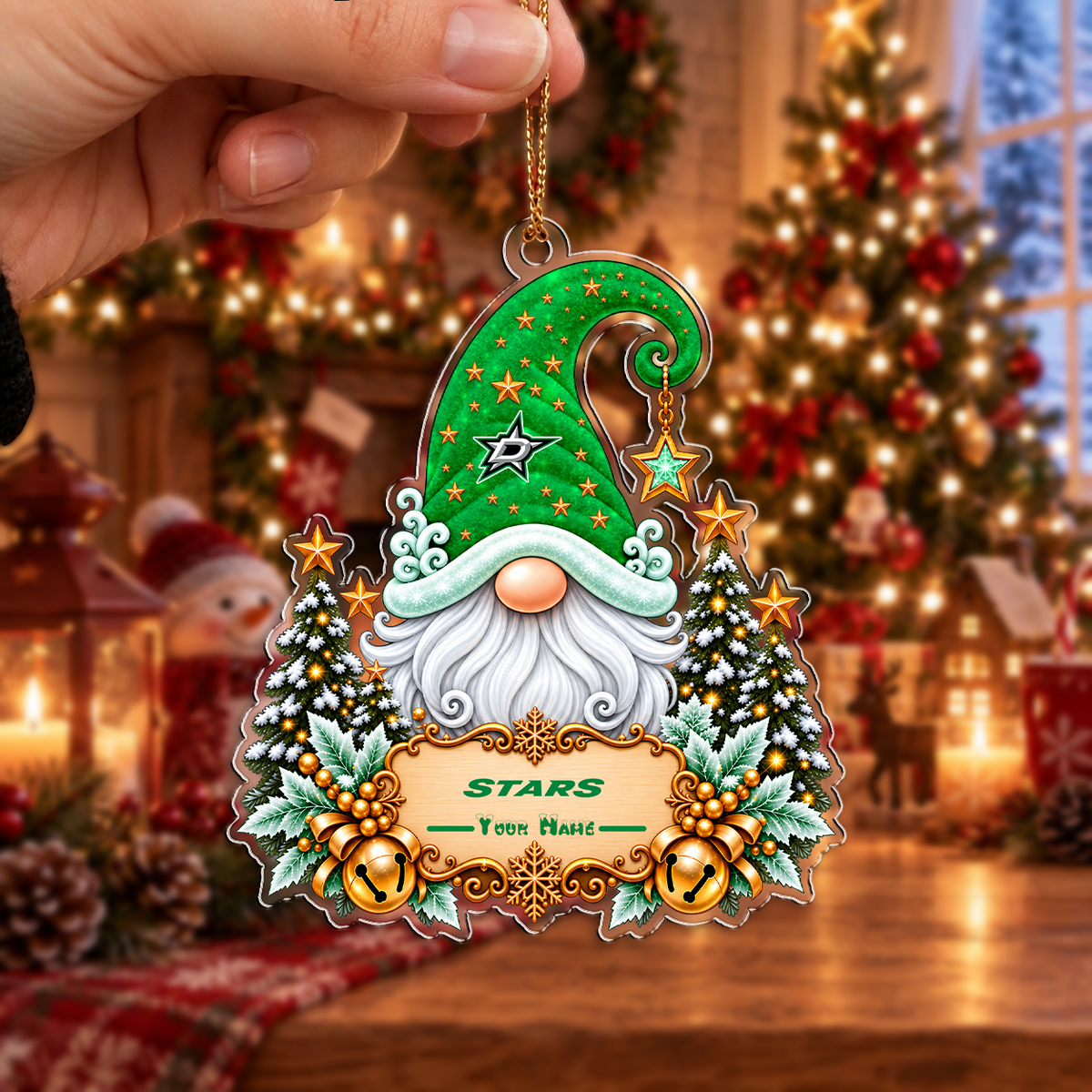 EXCLUSIVE EDITION - NEW CUSTOMIZED NHL15 DLS DALLAS STARS CHRISTMAS ACRYLIC ORNAMENT