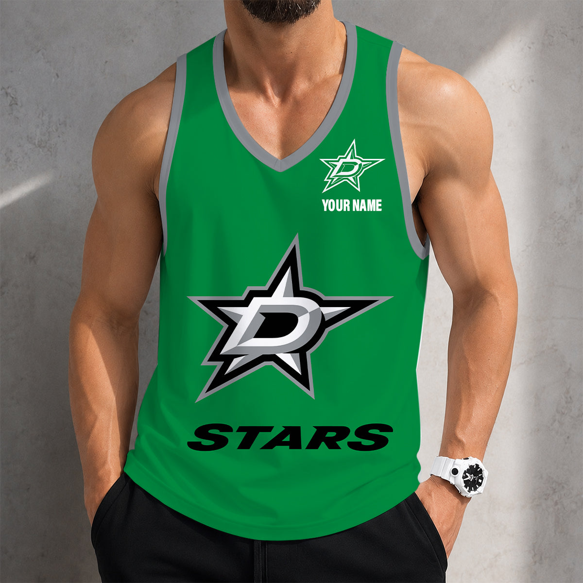 VIRAL EDITION - NEW CUSTOMIZED NHL15 DLS DALLAS STARS MEN'S TANK TOP