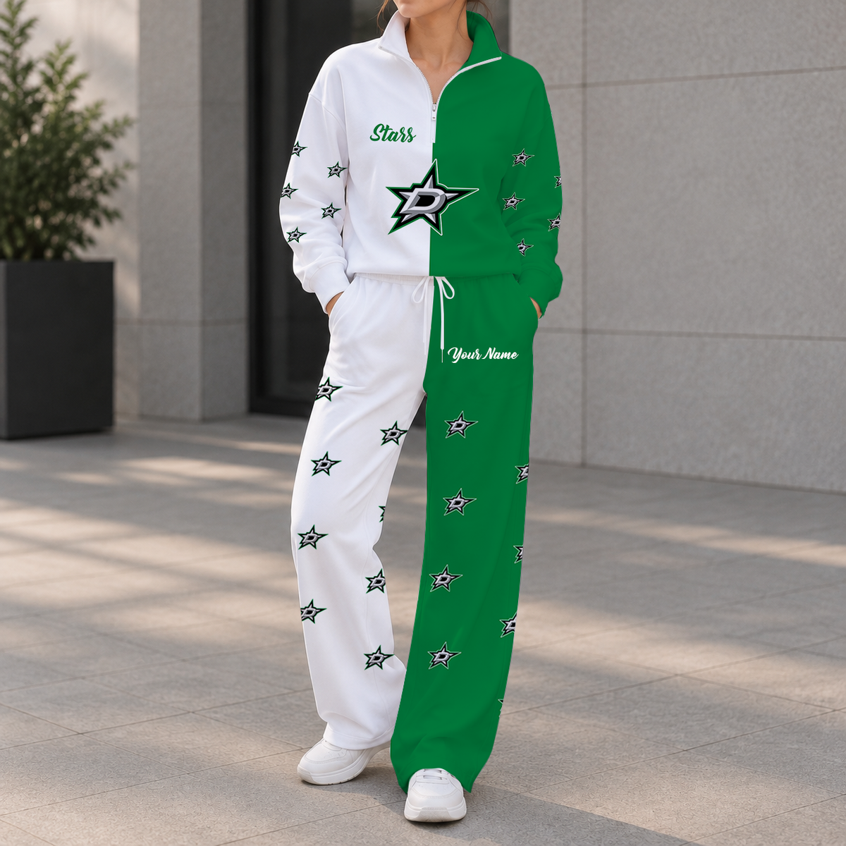 SPECIAL EDITION - NEW CUSTOMIZED NHL15 DLS DALLAS STARS ZIPPER SWEATSHIRT & WIDE LEG PANTS SET