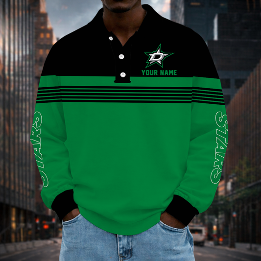 LIMITED EDITION - NEW CUSTOMIZED NHL15 DLS DALLAS STARS MEN LONG SLEEVE POLO