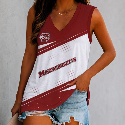 LIMITED EDITION - NEW CUSTOMIZED NCAA CFH15 UMM UMASS MINUTEWOMEN WOMEN'S V-NECK TANK TOP