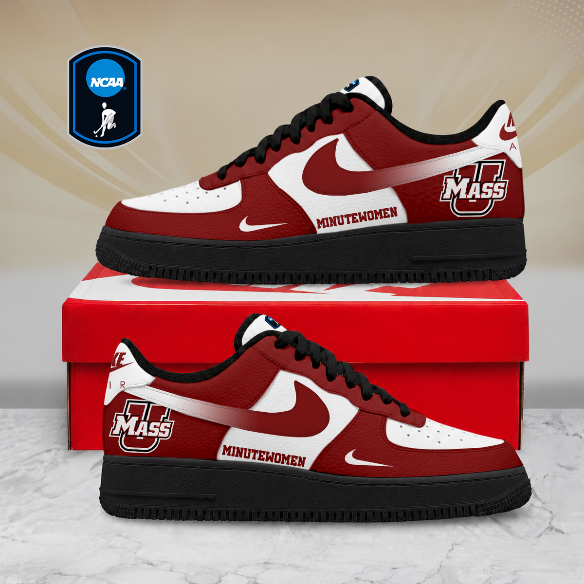 FINAL SALE - NEW CUSTOMIZED NCAA CFH15 UMM UMASS MINUTEWOMEN AF1 SHOES