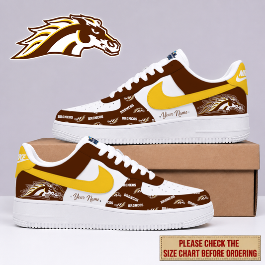 FINAL SALE - NEW CUSTOMIZED NCAA MFF15 WMB WESTERN MICHIGAN BRONCOS AF1 SHOES