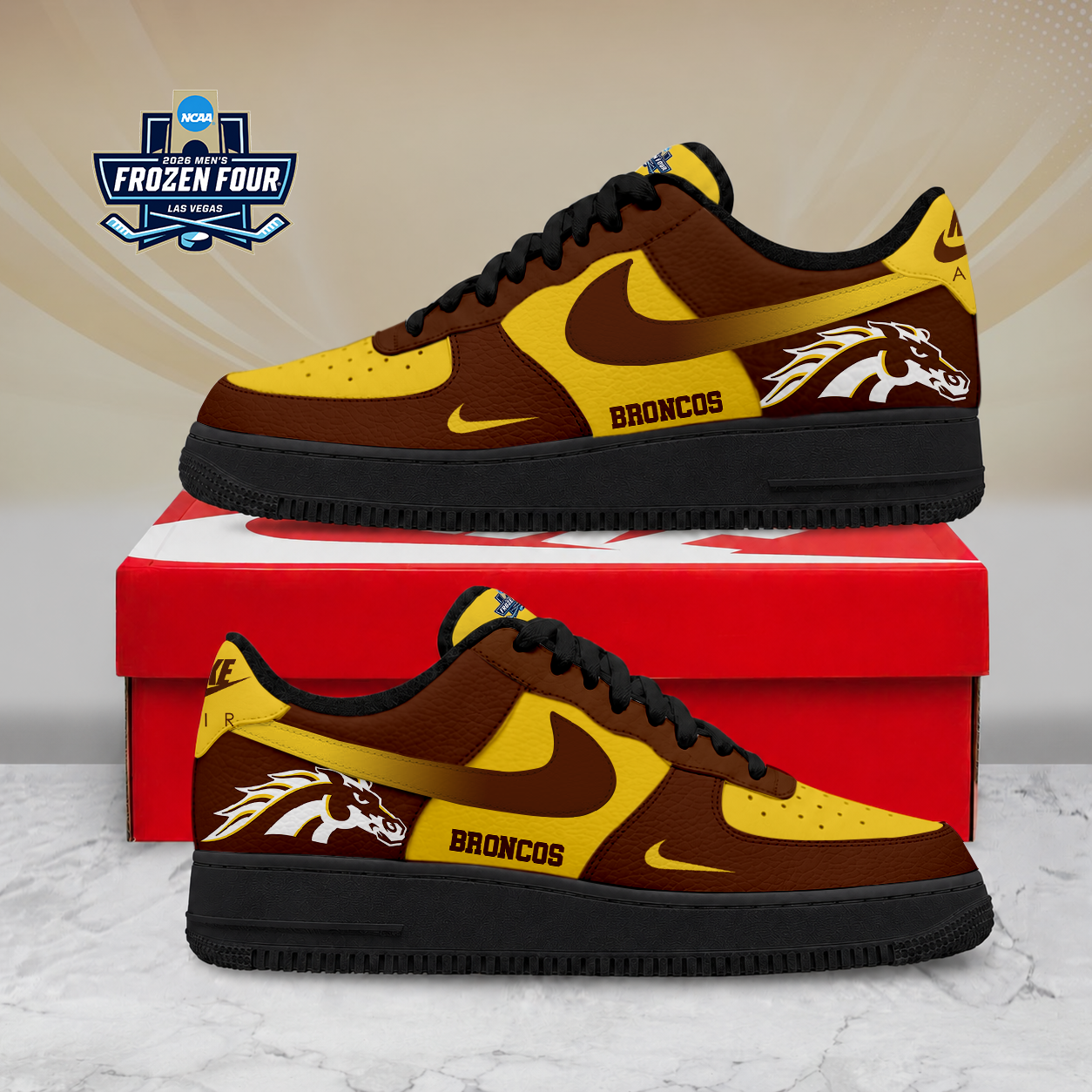 FINAL SALE - NEW CUSTOMIZED NCAA MFF15 WMB WESTERN MICHIGAN BRONCOS AF1 SHOES