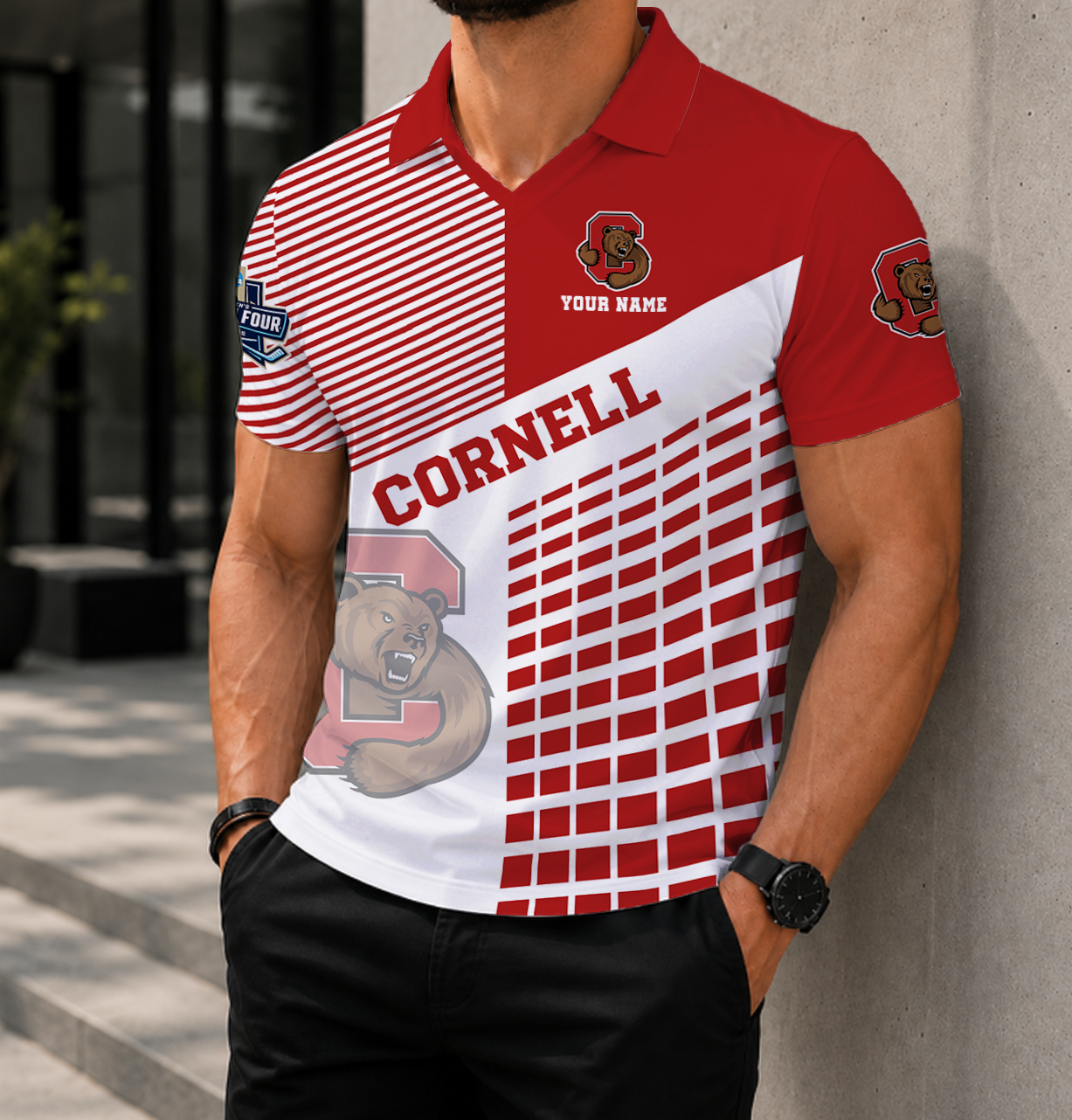 VIRAL EDITION - NEW CUSTOMIZED NCAA MFF16 CBR CORNELL BIG RED POLO SHIRT
