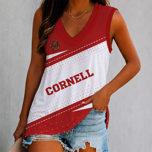 LIMITED EDITION - NEW CUSTOMIZED NCAA MFF16 CBR CORNELL BIG RED WOMEN'S V-NECK TANK TOP