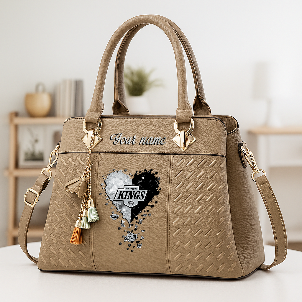 LIMITED EDITION - NEW CUSTOMIZED NHL16 LAK LOS ANGELES KINGS ZIP HANDBAG MULTICOLOR