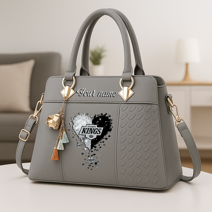 LIMITED EDITION - NEW CUSTOMIZED NHL16 LAK LOS ANGELES KINGS ZIP HANDBAG MULTICOLOR