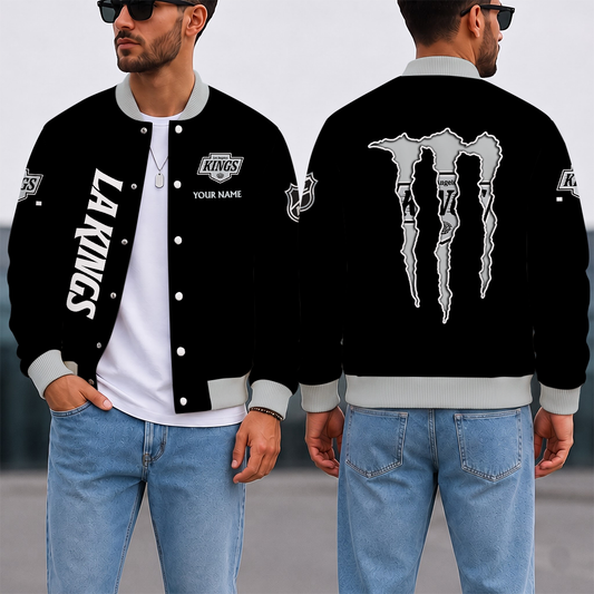 LIMITED EDITION - NEW CUSTOMIZED NHL16 LAK LOS ANGELES KINGS SATIN VARSITY JACKET & BASEBALL JACKET
