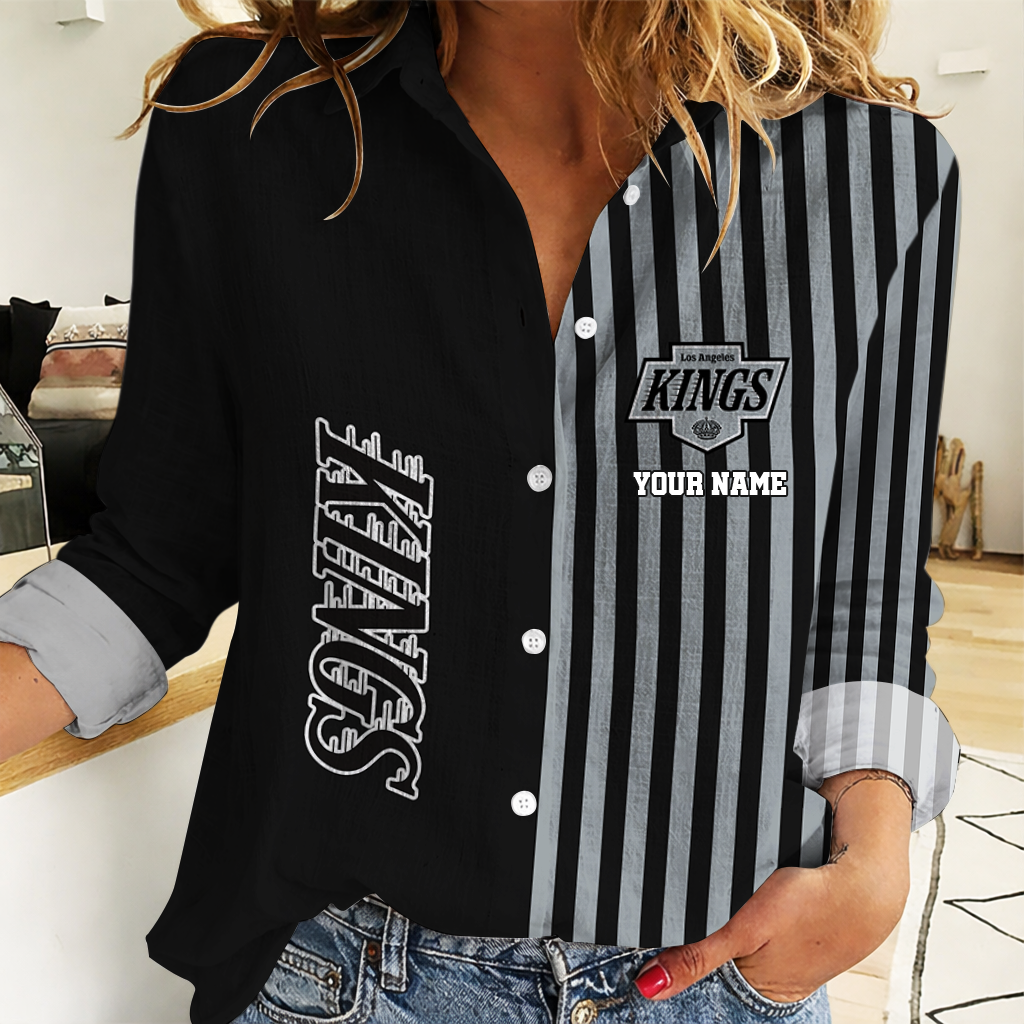 FINAL SALE - NEW CUSTOMIZED NHL16 LAK LOS ANGELES KINGS WOMEN CASUAL SHIRT