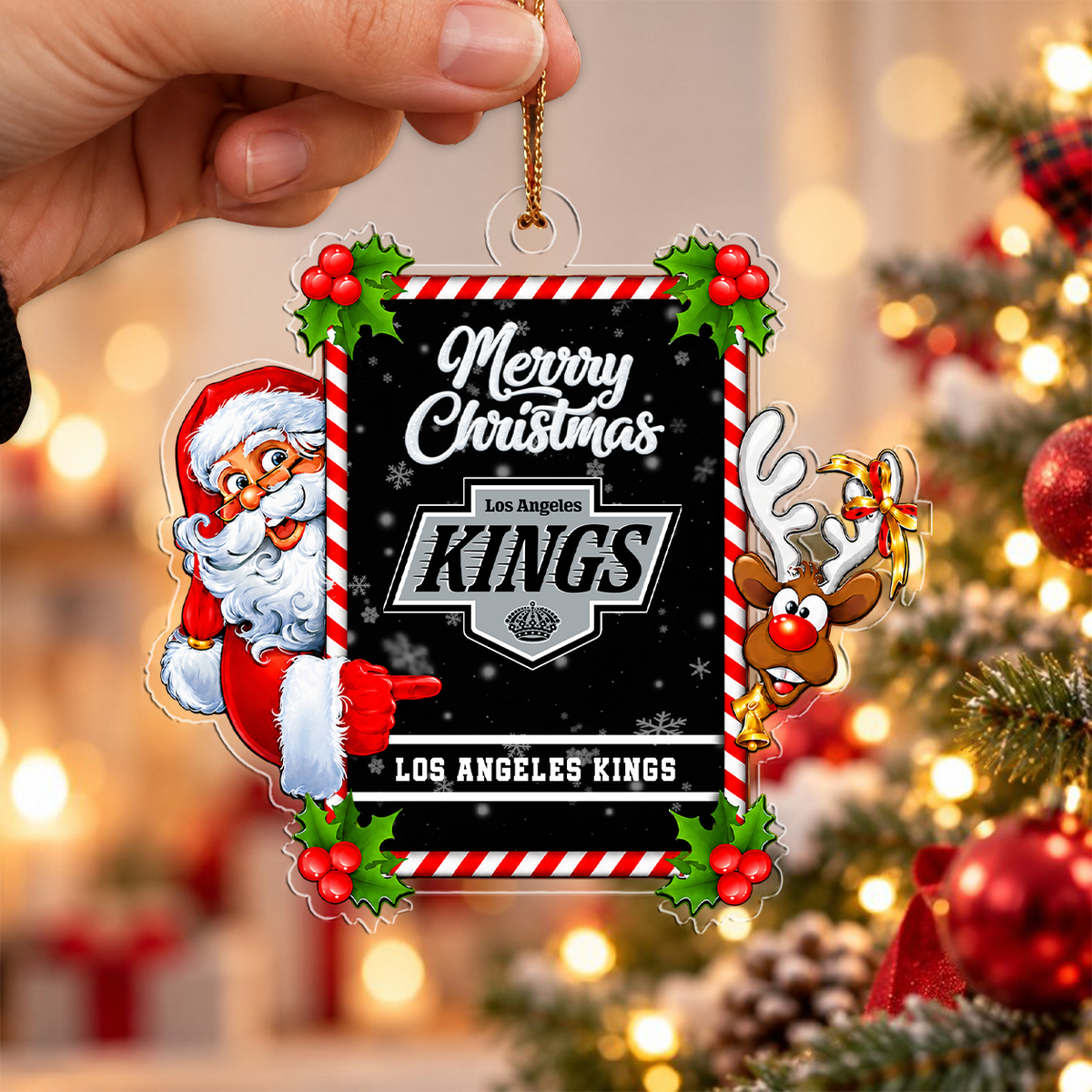 FLASH SALE - NEW CUSTOMIZED NHL16 LAK LOS ANGELES KINGS CHRISTMAS ACRYLIC ORNAMENT