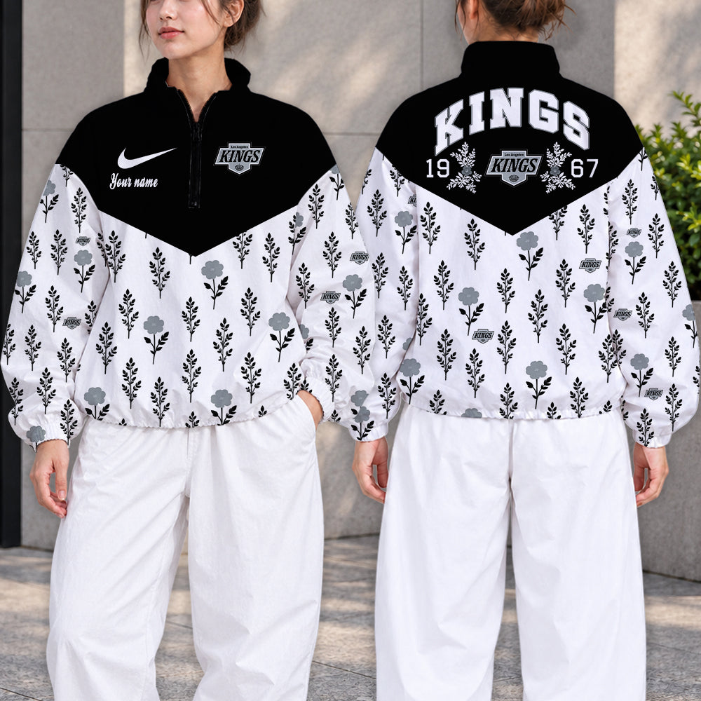 LIMITED EDITION - NEW CUSTOMIZED NHL16 LAK LOS ANGELES KINGS V-NECK ZIPPER SWEATSHIRT JACKET