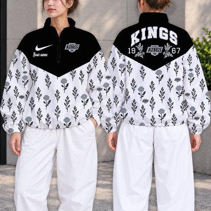 LIMITED EDITION - NEW CUSTOMIZED NHL16 LAK LOS ANGELES KINGS V-NECK ZIPPER SWEATSHIRT JACKET