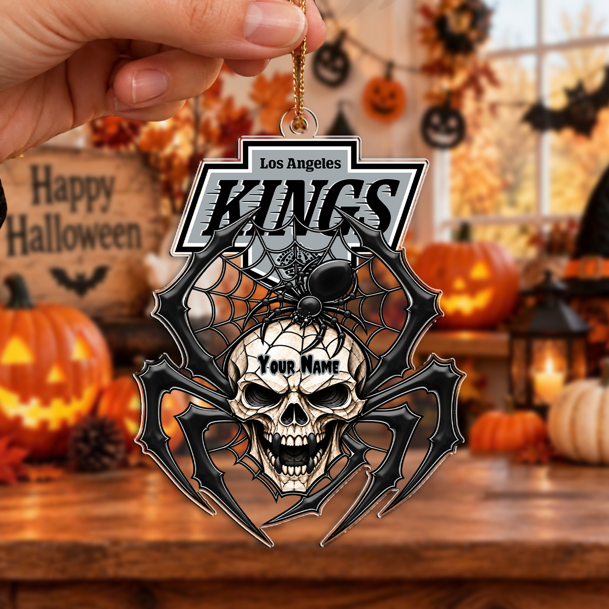 LIMITED EDITION - NEW CUSTOMIZED NHL16 LAK LOS ANGELES KINGS HALLOWEEN ACRYLIC ORNAMENT