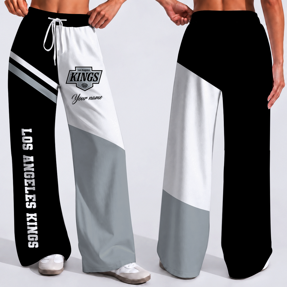 FINAL SALE - NEW CUSTOMIZED NHL16 LAK LOS ANGELES KINGS WOMEN'S WIDE LEG PANTS