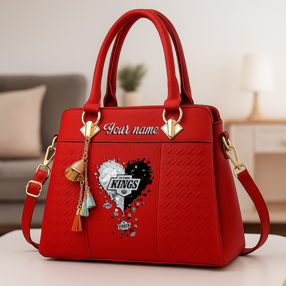 LIMITED EDITION - NEW CUSTOMIZED NHL16 LAK LOS ANGELES KINGS ZIP HANDBAG MULTICOLOR