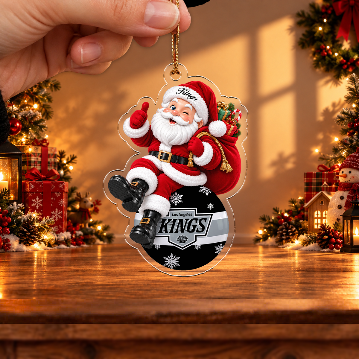HOT DEAL - NEW CUSTOMIZED NHL16 LAK LOS ANGELES KINGS CHRISTMAS ACRYLIC ORNAMENT